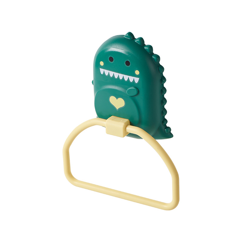 Household Bathroom Bedroom Wall-Mounted Seamless Punch-Free Cute Dinosaur Towel Rack Hair Dryer Storage 0652