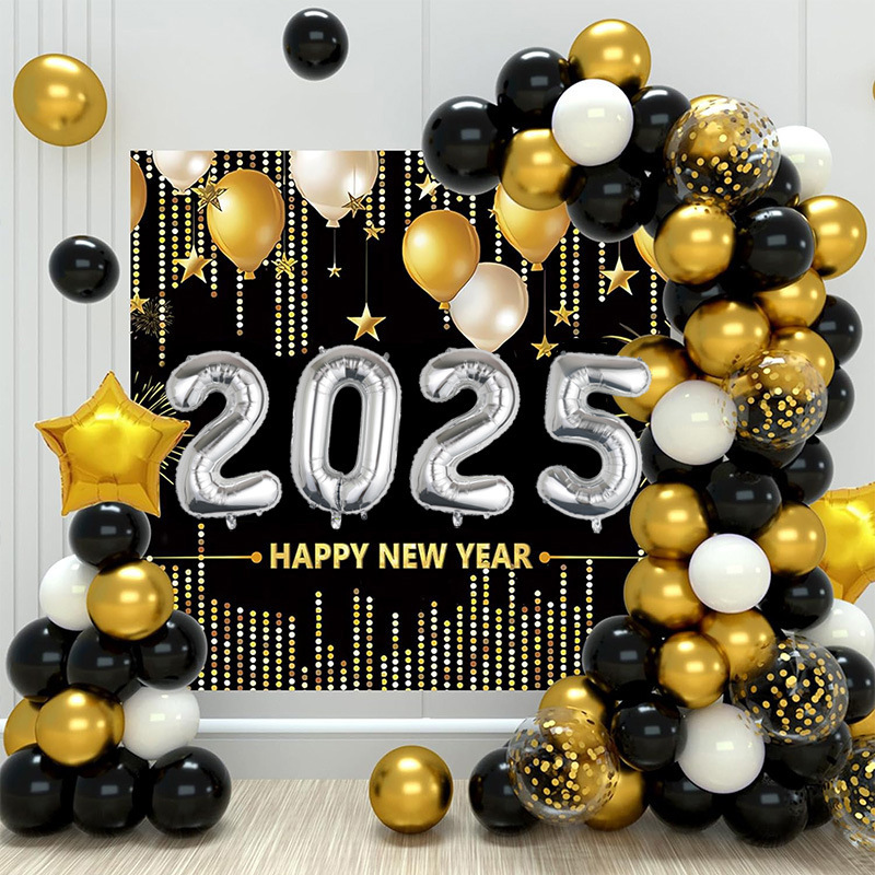 Cross-Border New Product 2025 Number Balloon Set New Year Decorations Arrangement 16-Inch 32-Inch Aluminum Film Number