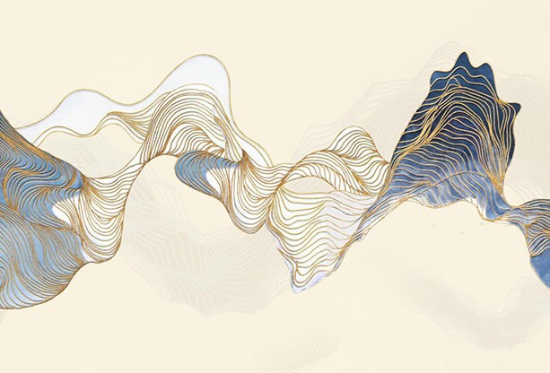 新中式墙纸抽象线条水墨山水电视背景墙壁纸客厅卧室壁画影视墙布