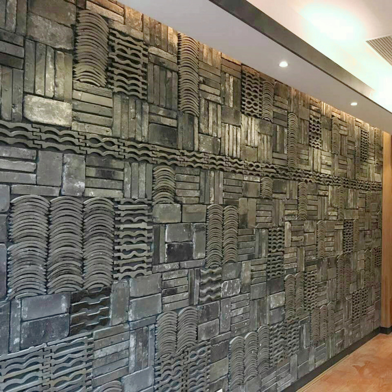 青砖仿古砖背景墙装饰文化砖古典拼花马赛克造型3d立体艺术瓦内墙