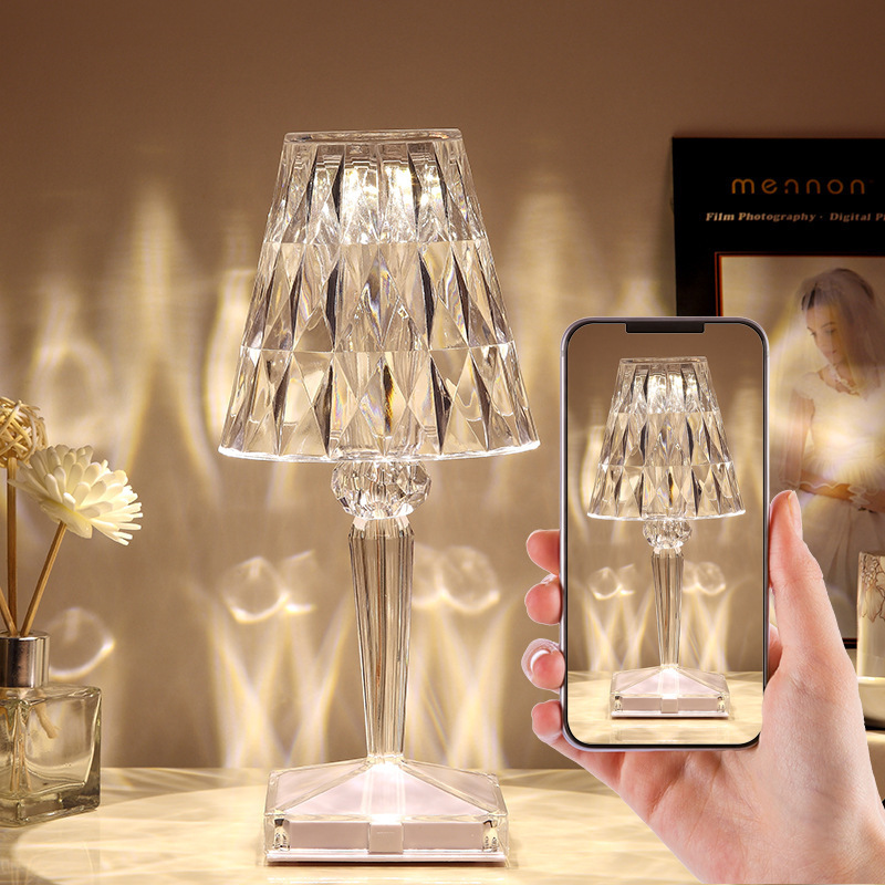 cross-border rose crystal diamond table lamp bedroom bedside decoration diamond table lamp touch internet hot small night lamp