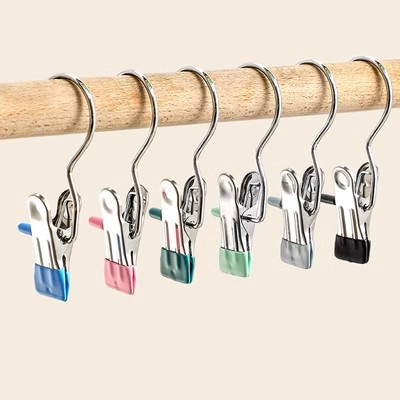 multi-functional stainless steel pants clip household wardrobe storage artifact clothes hat socks clip seamless hook clothes clip