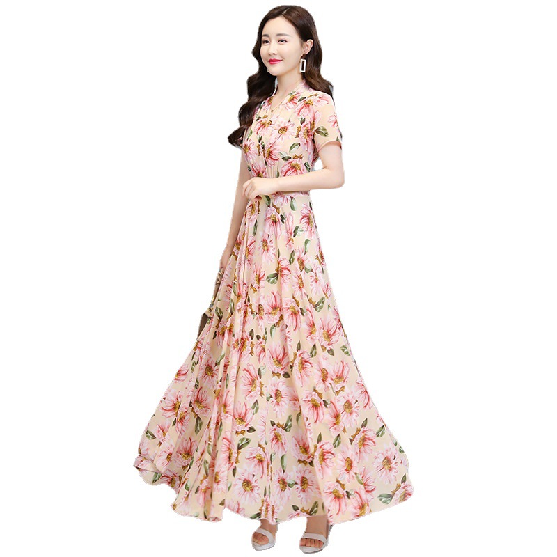 2023 New Women's Dress Summer Casual Versatile Fairy Floral Fashion Dress Manufacturer Direct Wholesale