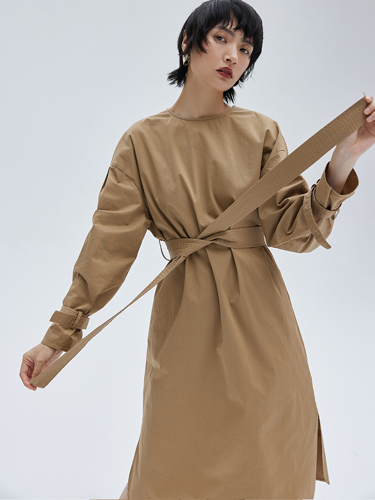 安素尚2022春季新款 休闲舒适高腰显瘦直筒裙身连衣裙76068