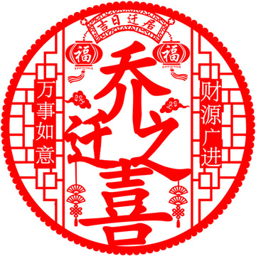 乔迁之喜装饰静电贴玻璃贴窗花福字门贴布置进宅大吉新居仪式用品