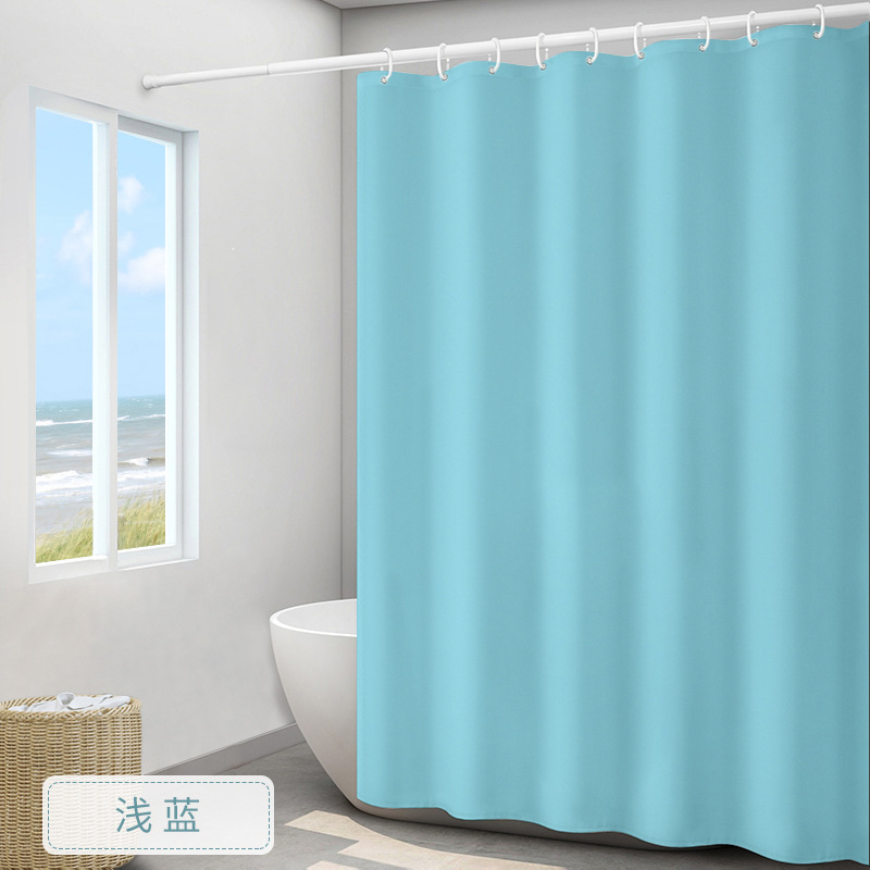 Waterproof and Mildew-Proof Thick Plain Shower Curtain Polyester Waterproof Shower Curtain Bathroom Waterproof Curtain Hotel Solid Color Partition Curtain