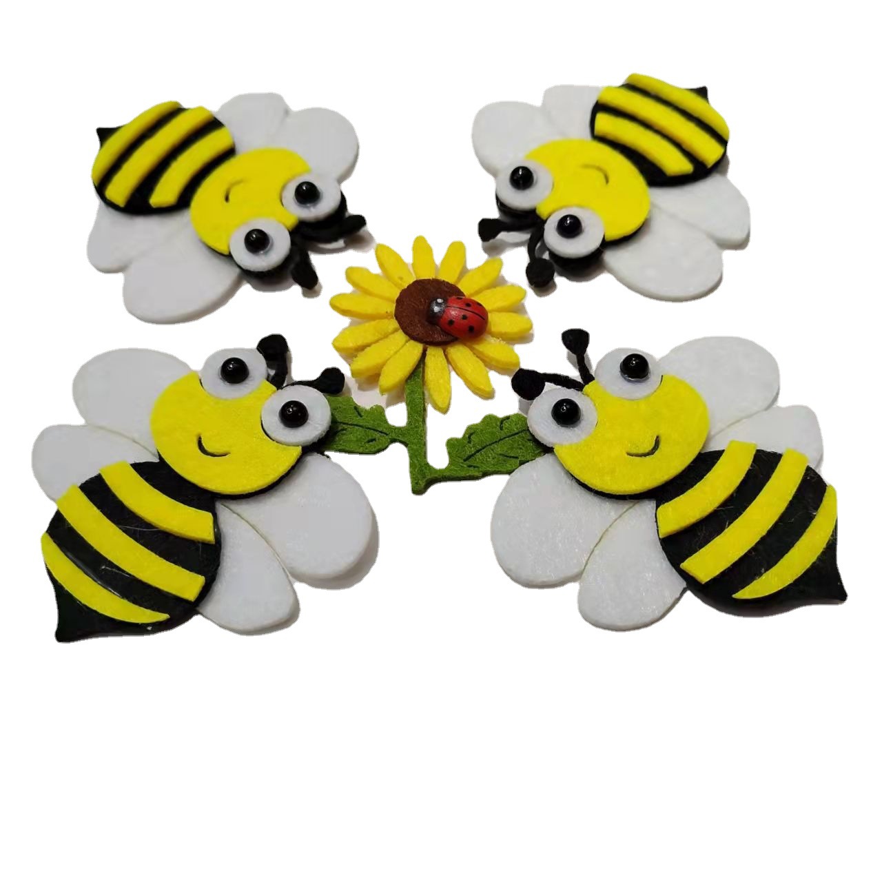 跨境创业小蜜蜂无纺布配件儿童服装背包 diy配饰不织布小挂件现货