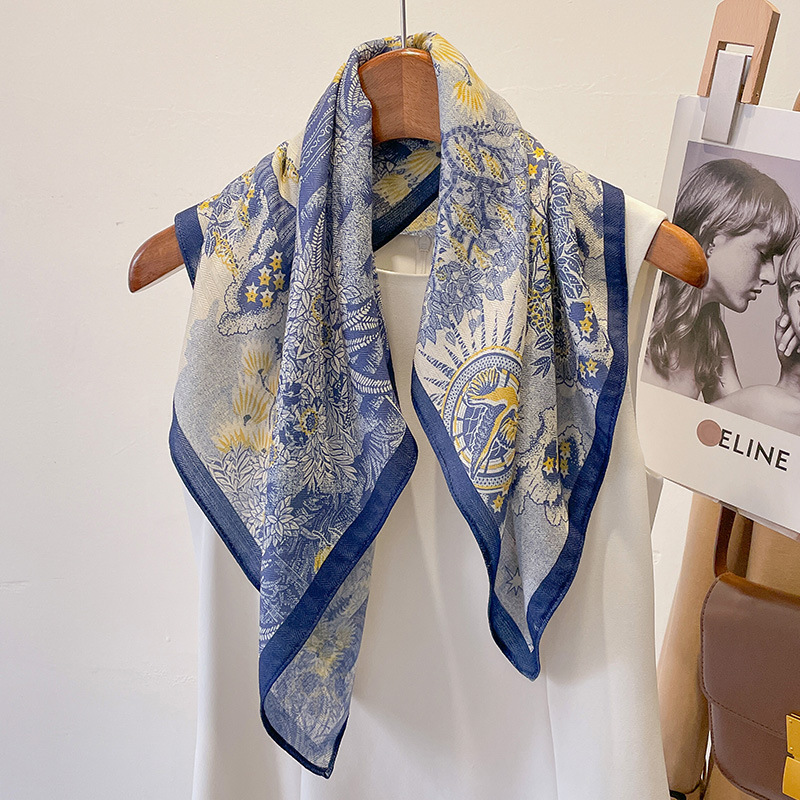 european and american spring and summer new artificial silk 68 silk scarf printed shawl small square silk scarf women‘s fashion scarf decorations scarf