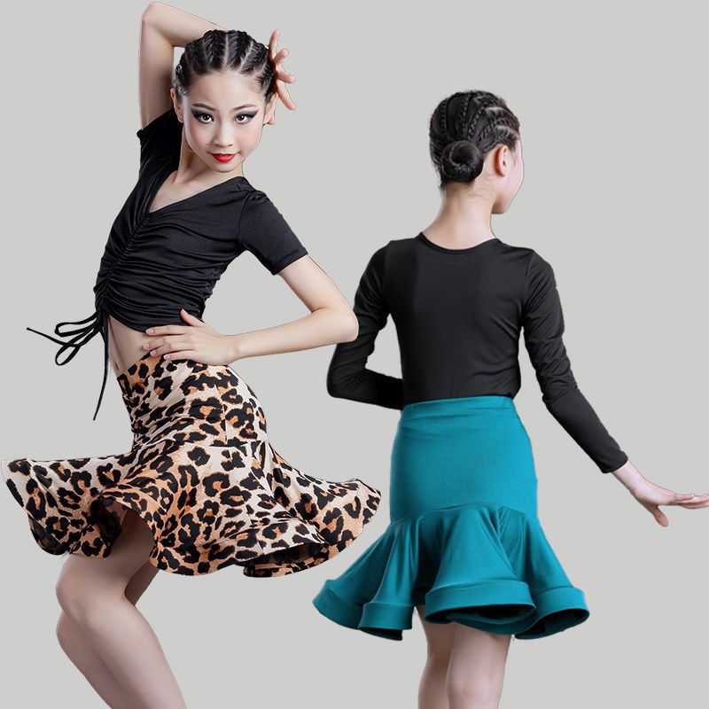 儿童拉丁舞蹈服夏季新款拉丁舞裙女童分体舞蹈练功服专业考级比赛
