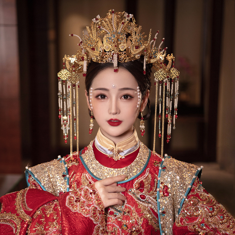 明制凤冠头饰新娘奢华2022新款汉服发冠中式皇后大婚结婚秀禾发饰