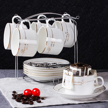 欧式陶瓷杯咖啡杯套装 简约咖啡杯6件套家用小奢华咖啡杯碟勺