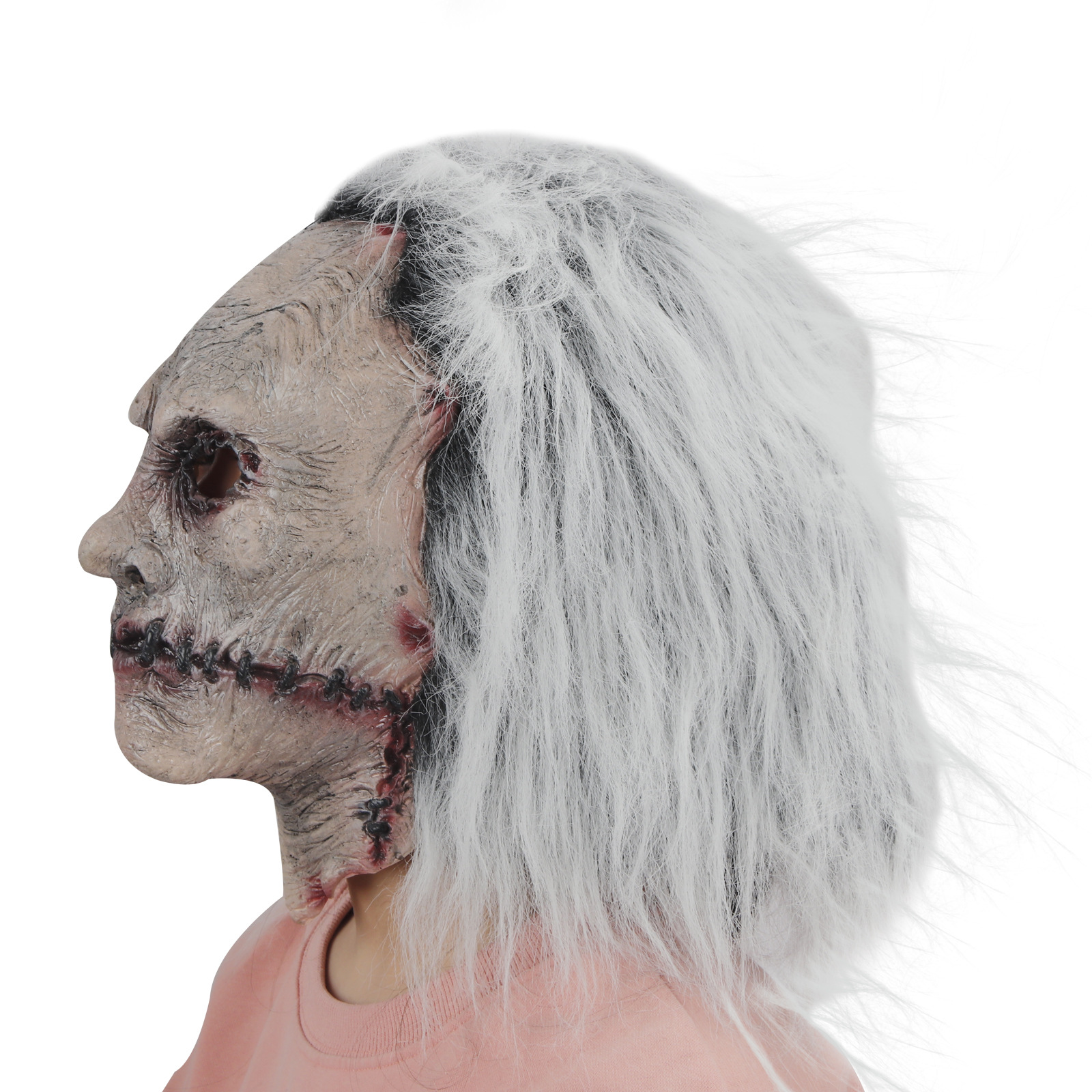 白发女鬼万圣节cosplay化妆舞会恐怖白发女鬼面具厂家批发