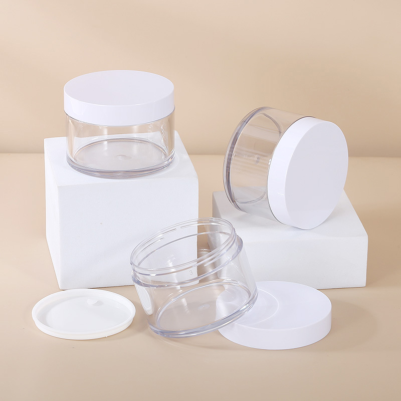 厂家批发透明厚壁圆形膏霜瓶 30g50g透明发膜蜡泥膜罐广口面霜瓶