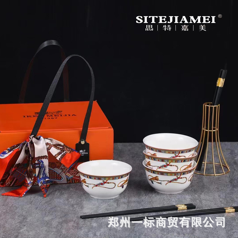 Tang Sancai Ceramic Set Bowl and Chopsticks Set Bowl Dish Tableware Wedding Favors Hand Gift Activity Festival Gift Wholesale