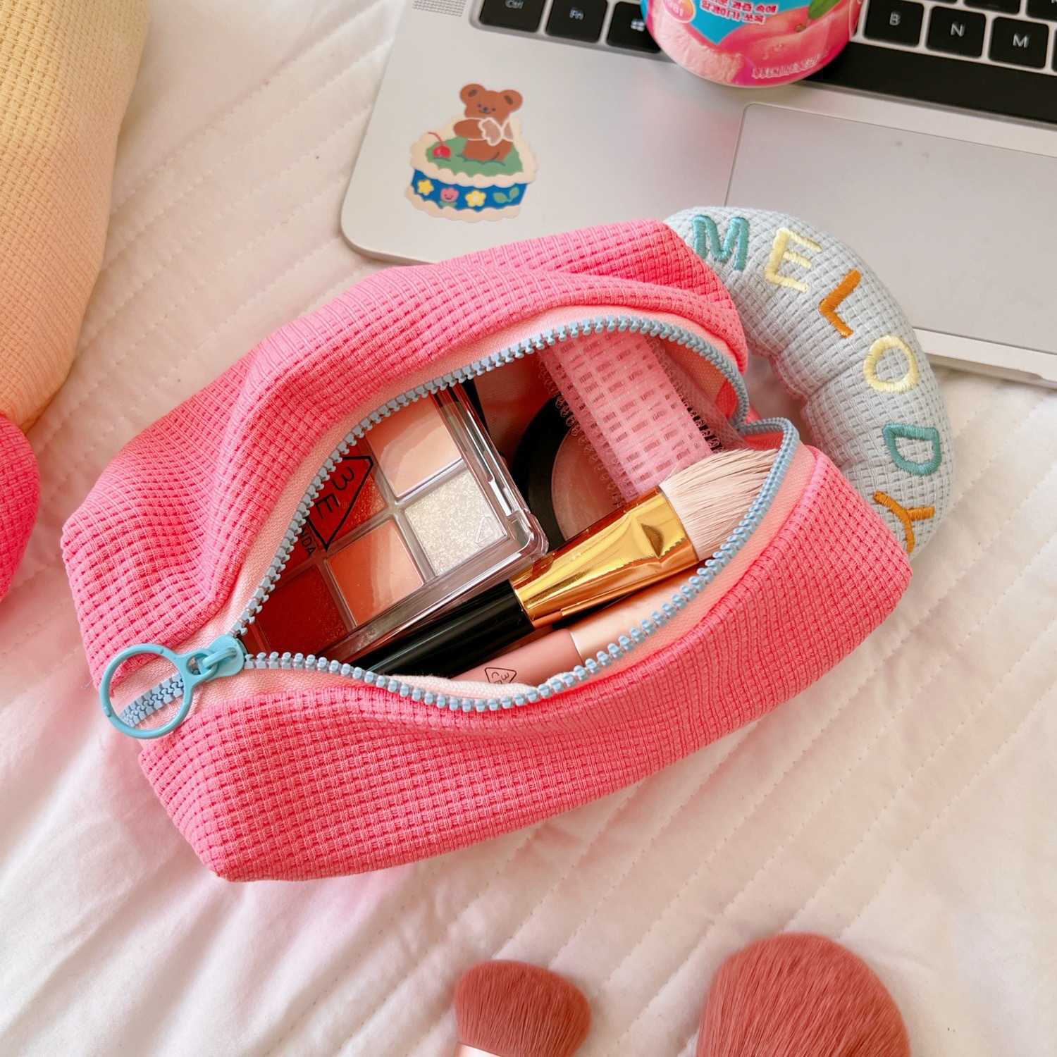 Tengyi Youpin Macaron Color Pencil Case Student Large Capacity Fabric Stationery Case Simple Contrast Color Pencil Box Stationery Box