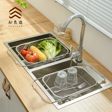 304不锈钢沥水篮可伸缩水槽置物架洗碗池洗菜盆碗碟收纳食品级