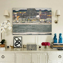 埃贡席勒欧式复古典风情横版幅小挂画建筑风景世界名桌面摆装饰画