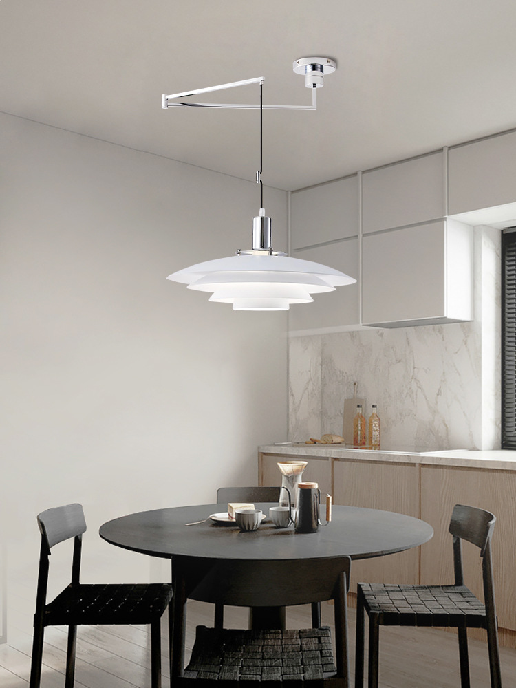 可移位飞碟餐厅吊灯ph5多层丹麦圆桌岛台摇臂伸缩单头饭厅吊灯具
