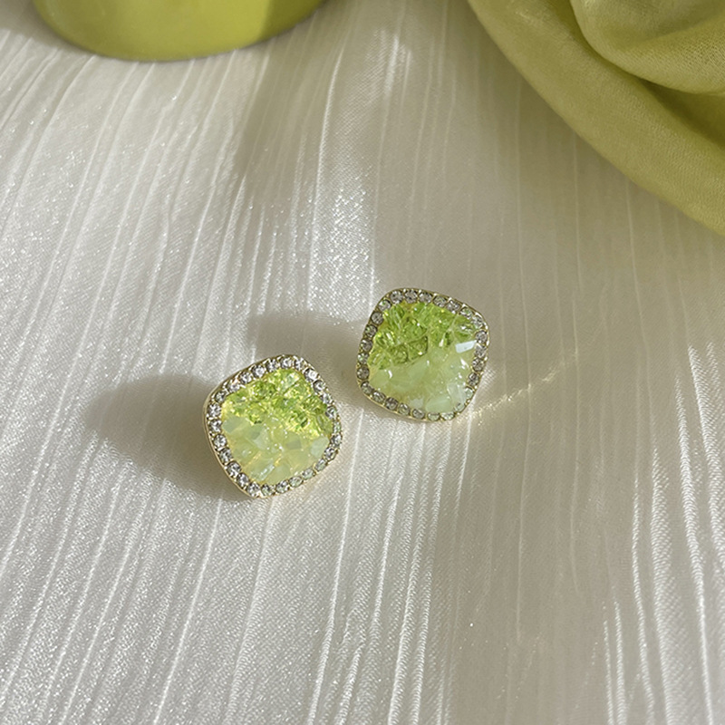 Silver Needle Mori Butterfly Flower Green Earrings Elegant Fashion All-Match Earrings Personalized Sweet Fresh Earrings