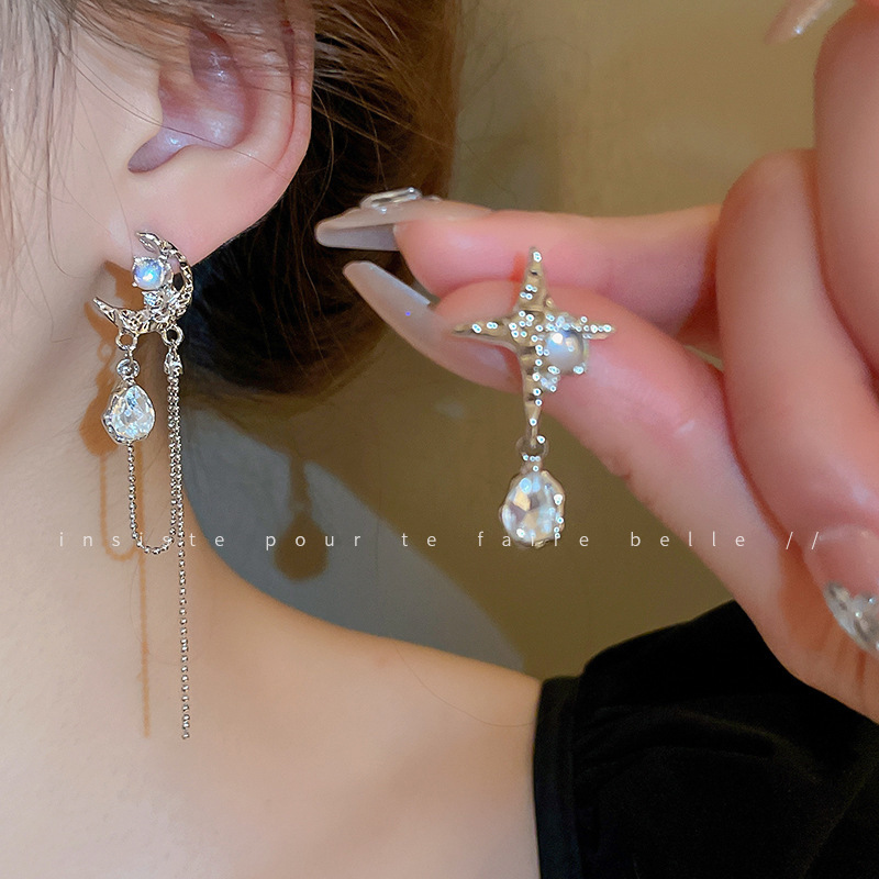 Silver Needle Super Fairy Diamond-Embedded Lovely Bow Pearl Earrings Women's All-Match Personalized Earrings Fashion Stall Earrings Wholesale