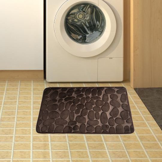 Factory Direct Sales Wholesale Foreign Trade Monochrome Embossed Bathroom Bathroom Entrance Water-Absorbing Non-Slip Mat Fabric Skin-Friendly and Comfortable