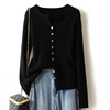 Cardigan Long sleeve V-neck Single breasted knitting Cardigan Easy Korean Edition Solid temperament Cashmere knitting sweater black Cardigan Long sleeve V-neck Single breasted knitting Cardigan Easy Korean Edition Solid temperament Cashmere knitting sweater black
