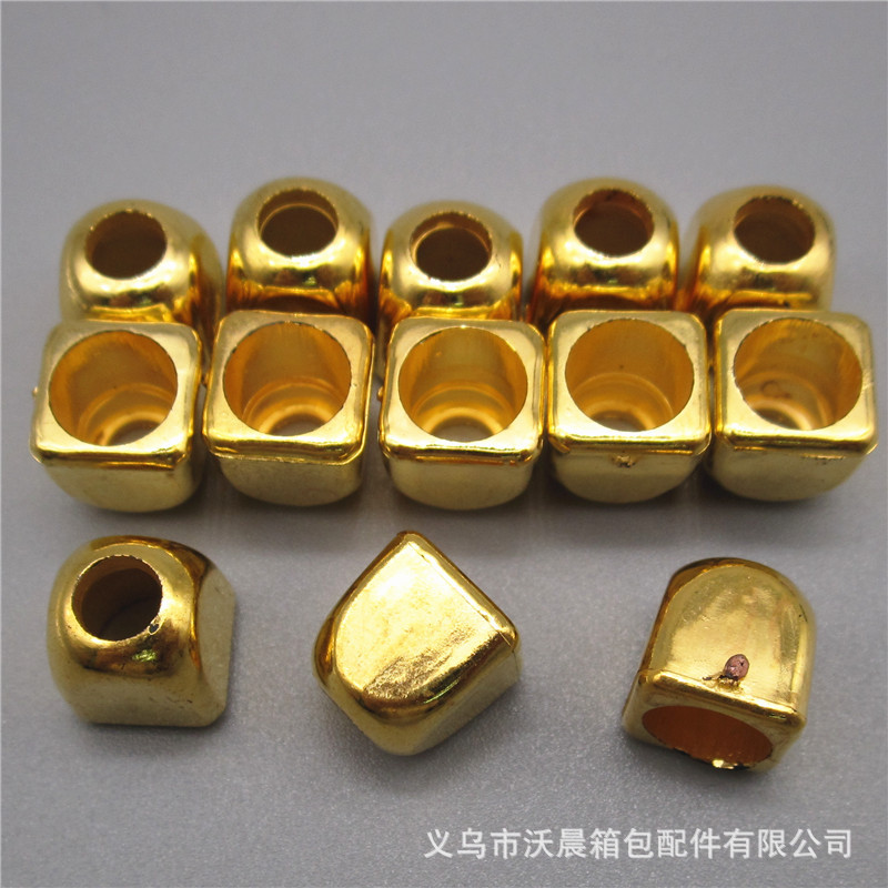 Factory Direct Sales ABS Square Gold Plating Hanging Bell Flocking Belt Drawstring Hanging Bell 1cm High Imitation Metal Cord Fastener