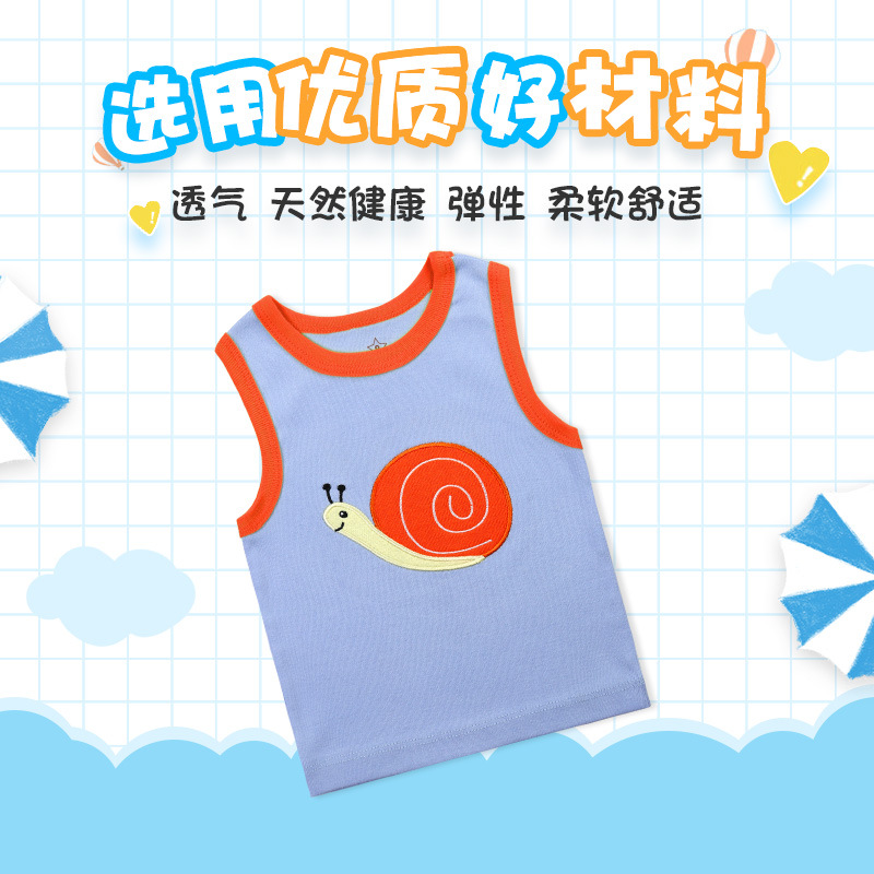 Foreign Trade Romper Cotton Five-Piece Boxed Vest T-shirt Cross-Border New Arrival 2022 Children's Pure Vest T-shirt Wholesale