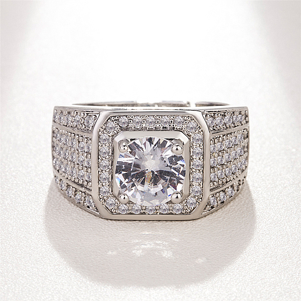 欧美夸张跨境男士满钻时尚戒指活口韩版大男戒热卖饰品批发直销