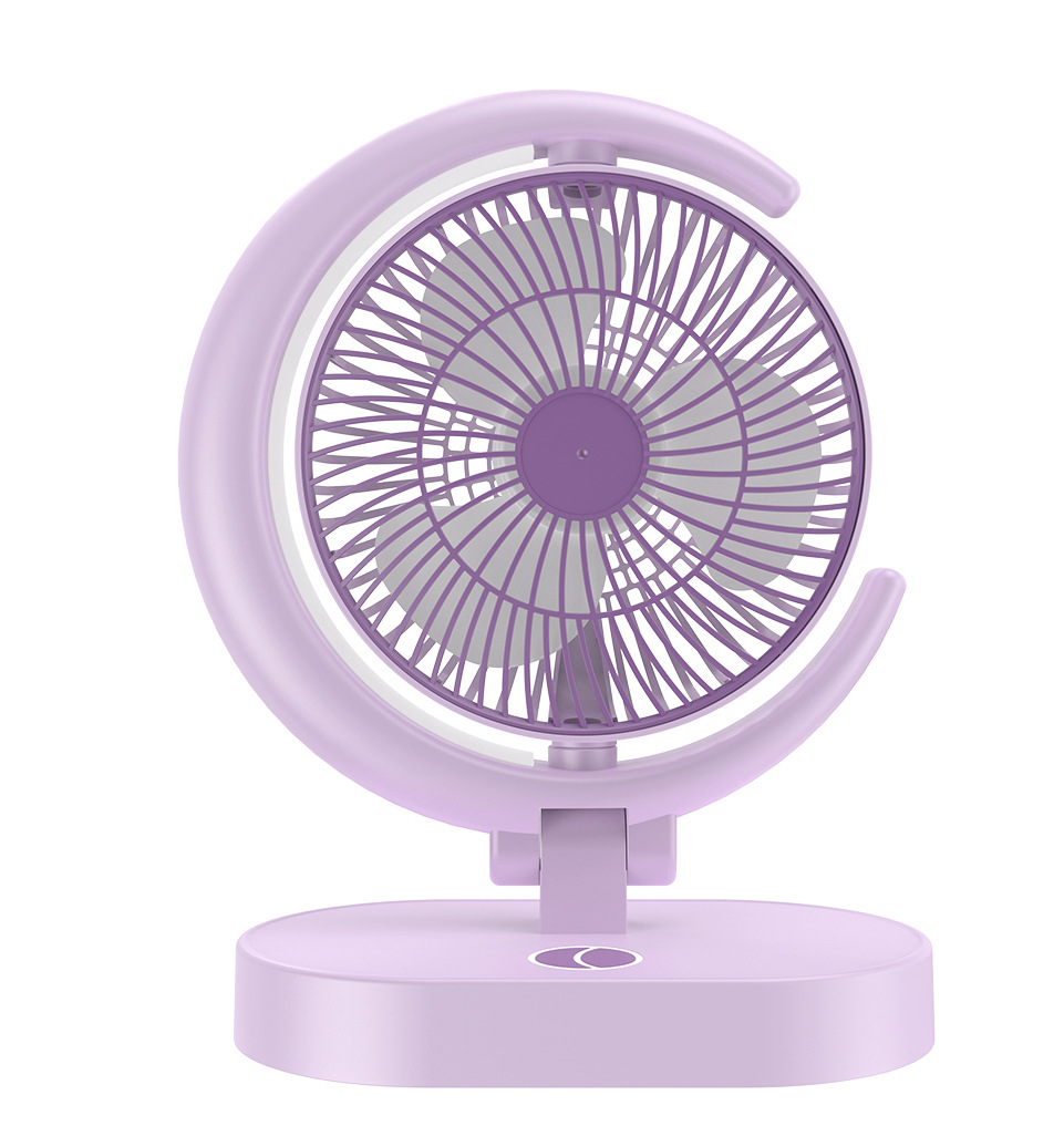 Fan Circulating Folding Fan Charging New Usb Rotating Product with Light and Multi-Function Light Function