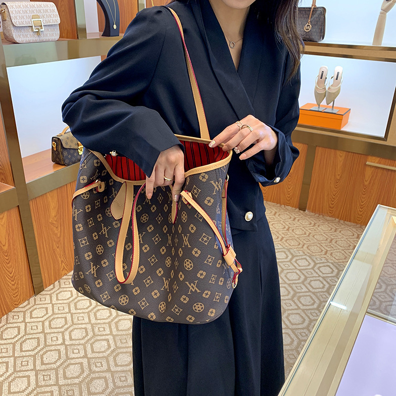 lv路易威登驴家老花购物袋大容量子母袋neverfull托特tote女包