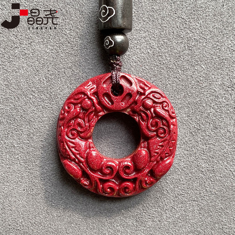 高含量紫朱砂挂件龙凤呈祥双貔貅鸿运圈吊坠饰品情侣款项链-阿里巴巴
