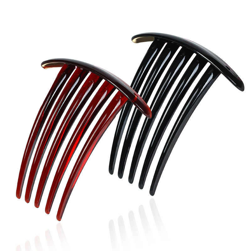 DIY Hair Comb Hair Accessories Ornament Accessories PC Material Plastic Hair Comb Black Coffee Five-Tooth Hair Plug Hair Comb