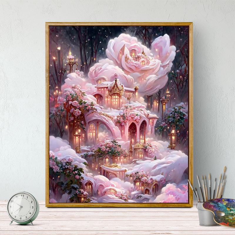 diy数字油画跨境外贸一件代发虾皮批发花风景手工新款填色画装饰