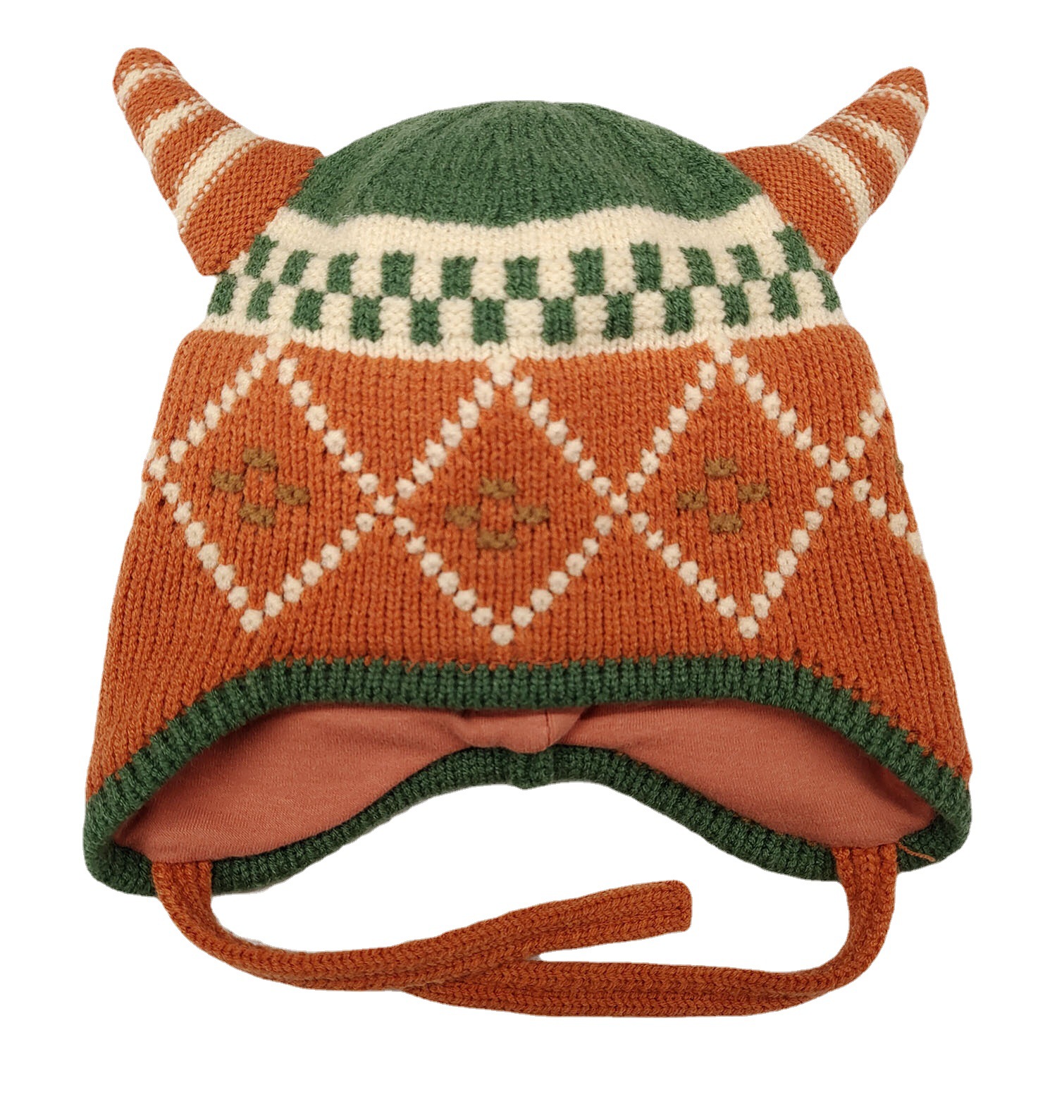 Dudula Knitted Hat Earmuffs Hat Children Hat Winter Warm Hat Jacquard Small Horn Earmuffs Hat