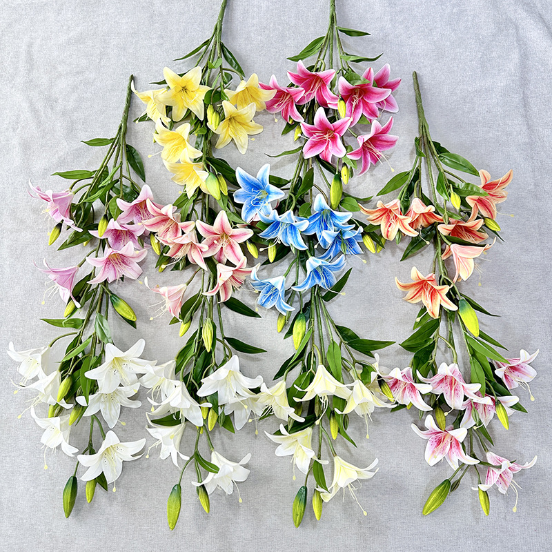 Wedding Celebration Decoration Meibao 6 Lily Artificial Flowers Road Lead Decorative Flowers Home Hotel Table Decoration Fake Flowers