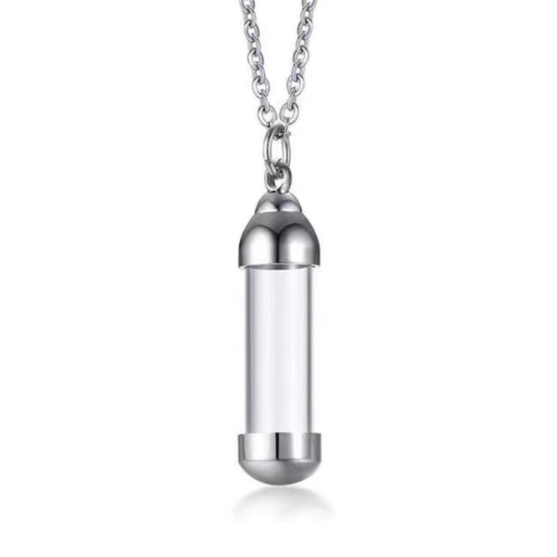 Niche for Buddha Bottle Titanium Steel Pendant Acrylic Transparent Perfume Bottle Pendant Surangama Mantra Pendant Six Words Mantra Pendant