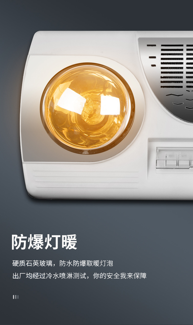 风暖浴霸2灯卫生间电暖气灯试衣间可悬挂老式灯暖出租房防刺眼3灯