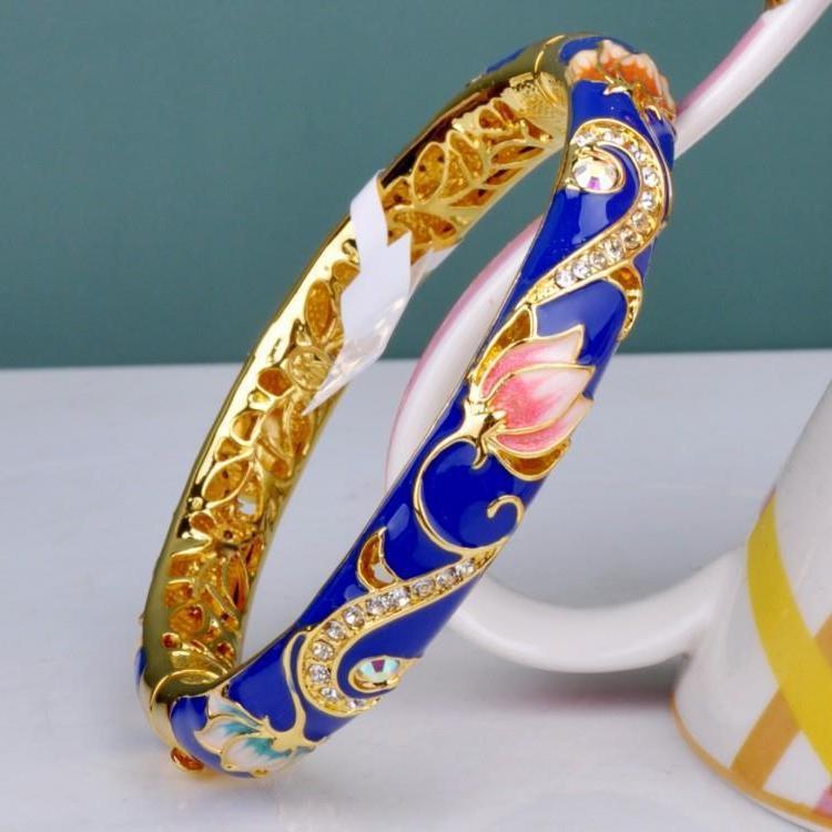 新款景泰蓝双层手镯韩版女流行首饰品镀金镯子民族风生日礼物包邮