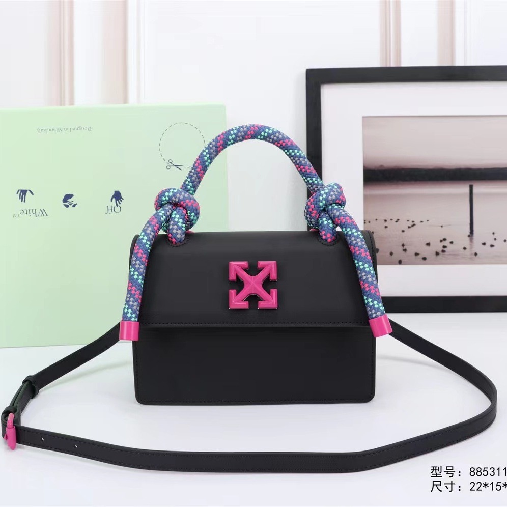 新款off white编织绳箭头jitney单肩吉特尼手提斜挎小方包ow女包