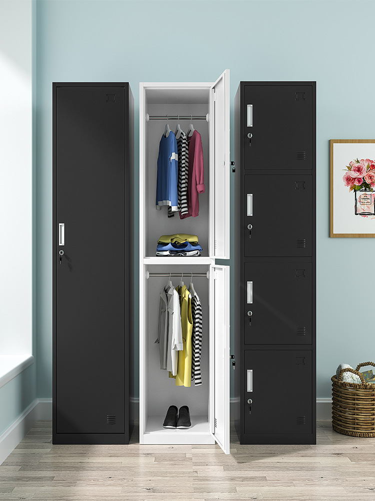 单门更衣柜铁皮储物柜带锁更衣室双门衣柜阳台夹缝置物柜收纳柜