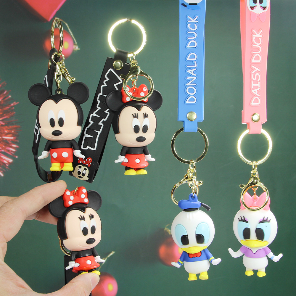 Classic Mickey Keychain Pendant PVC Figurine Key Chain Small Gift Ins Silicone Minnie Pendant Ornaments for Couple Wholesale