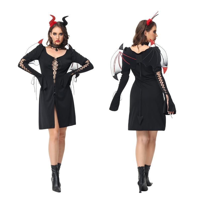 万圣节女恶魔黑暗天使装服装 外贸欧美女士角色扮演 性感游戏制服
