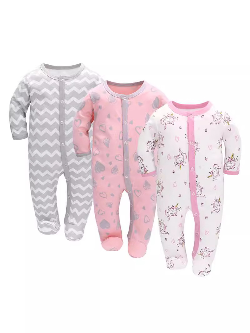 Baby Baby Jumpsuit Spring and Autumn Long-Sleeved Newborn Jumpsuit Baby Foot-Wrapped Romper Jumpsuit Baby Clothes