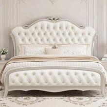 美式实木床丘比特床1.5米主卧室双人床1.8米公主床欧式轻奢真皮床