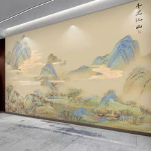 千里江山图壁纸新中式复古卧室高档墙布客厅电视背景墙纸餐厅壁画