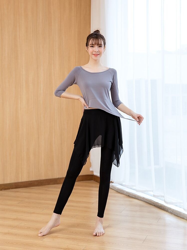 现代舞练功服成人舞蹈上衣女形体艺考广场舞演出服瑜伽服古典舞服