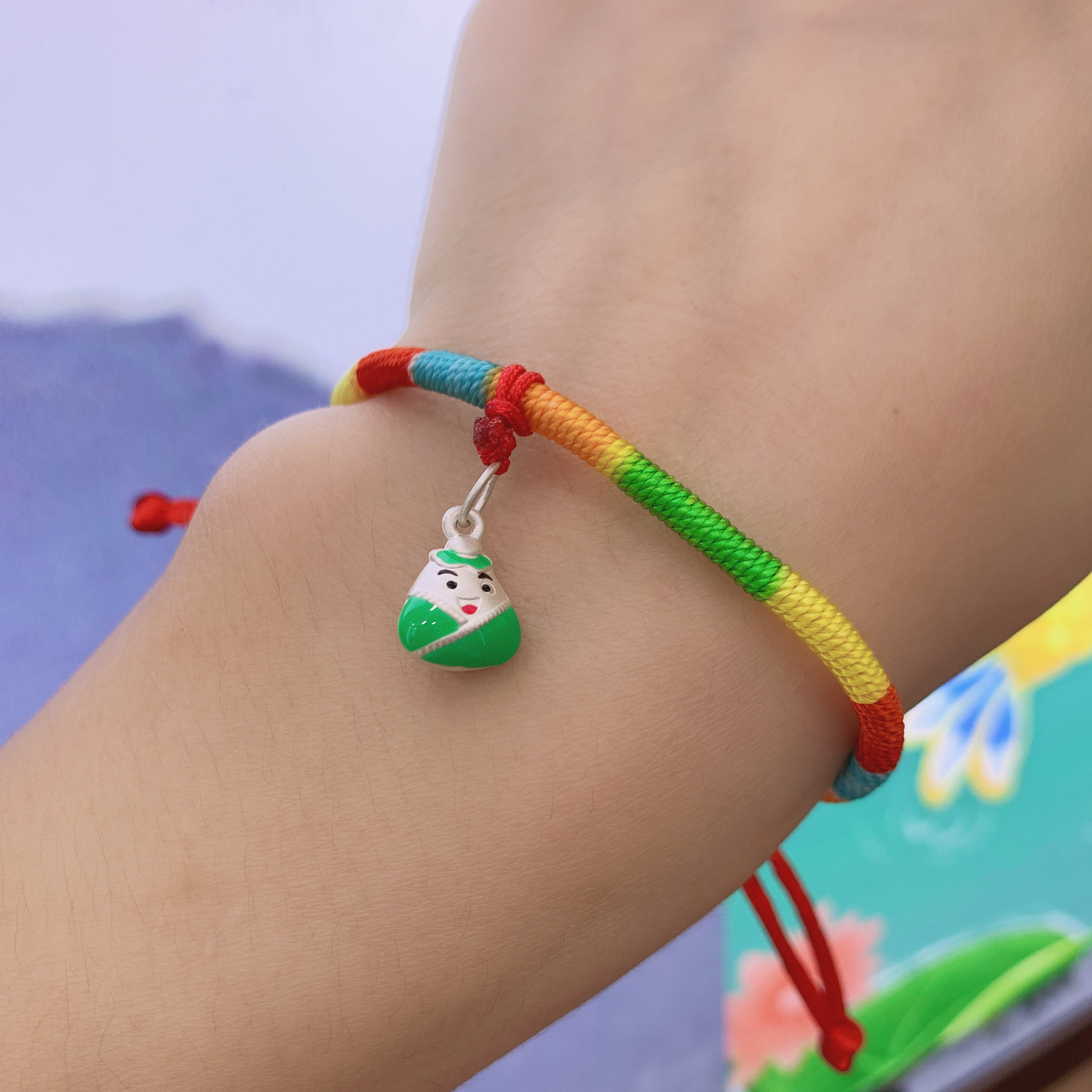 端午节五彩绳卡通粽子手链 民族风手工编织手绳可爱儿童情侣手链