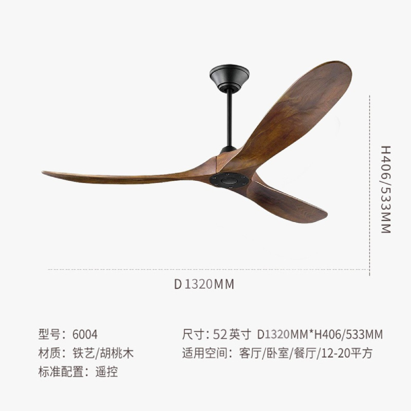 American-Style 110V Ceiling Fan Lights Restaurant Cross-Border Solid Wood Large-Size Frequency Conversion Fan Lamp Max Airflow Rate Ceiling Fan