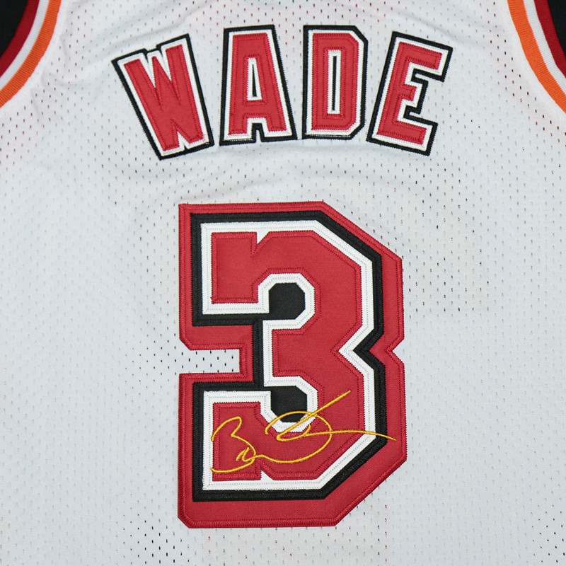 热火3号 韦德 wade 荣誉版 签名 复古篮球服 白色 黑色